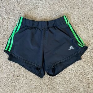 Adidas Women's Athletic Shorts Black with Neon Green Accents